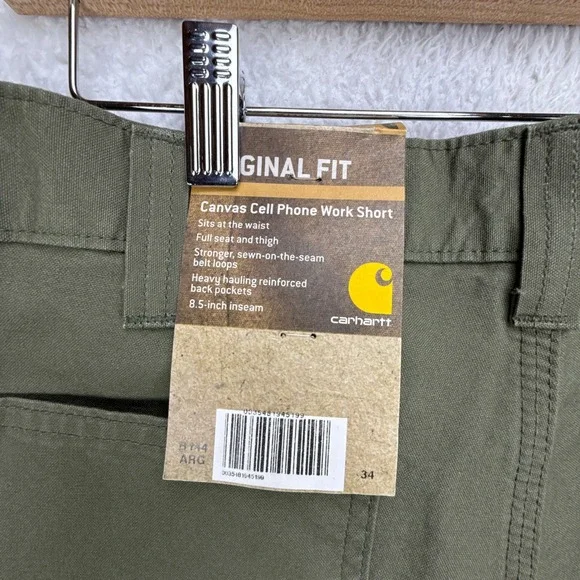 Carhartt Mens Original Fit Canvas Cell‎ Phone Pocket Work Shorts Size 34 New - Picture 5 of 8